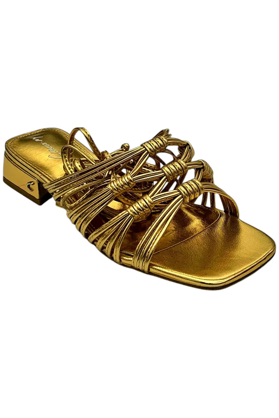 Circus NY womens Jocelyn Ankle-Tie Flat Sandals Millenia Gold - Medium